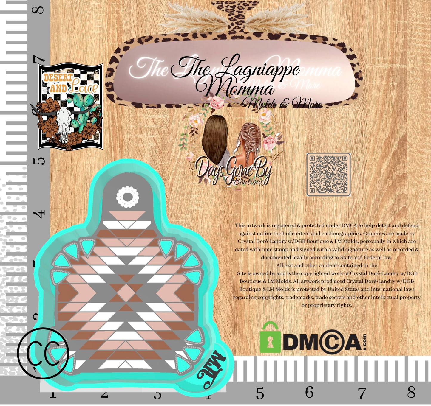 DL Aztec Floral Leatherette Cow-tag