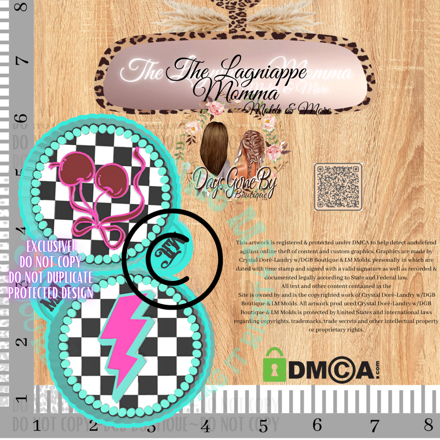 LM Checkered Turquoise Round Cherries & Bolt Pixies©️