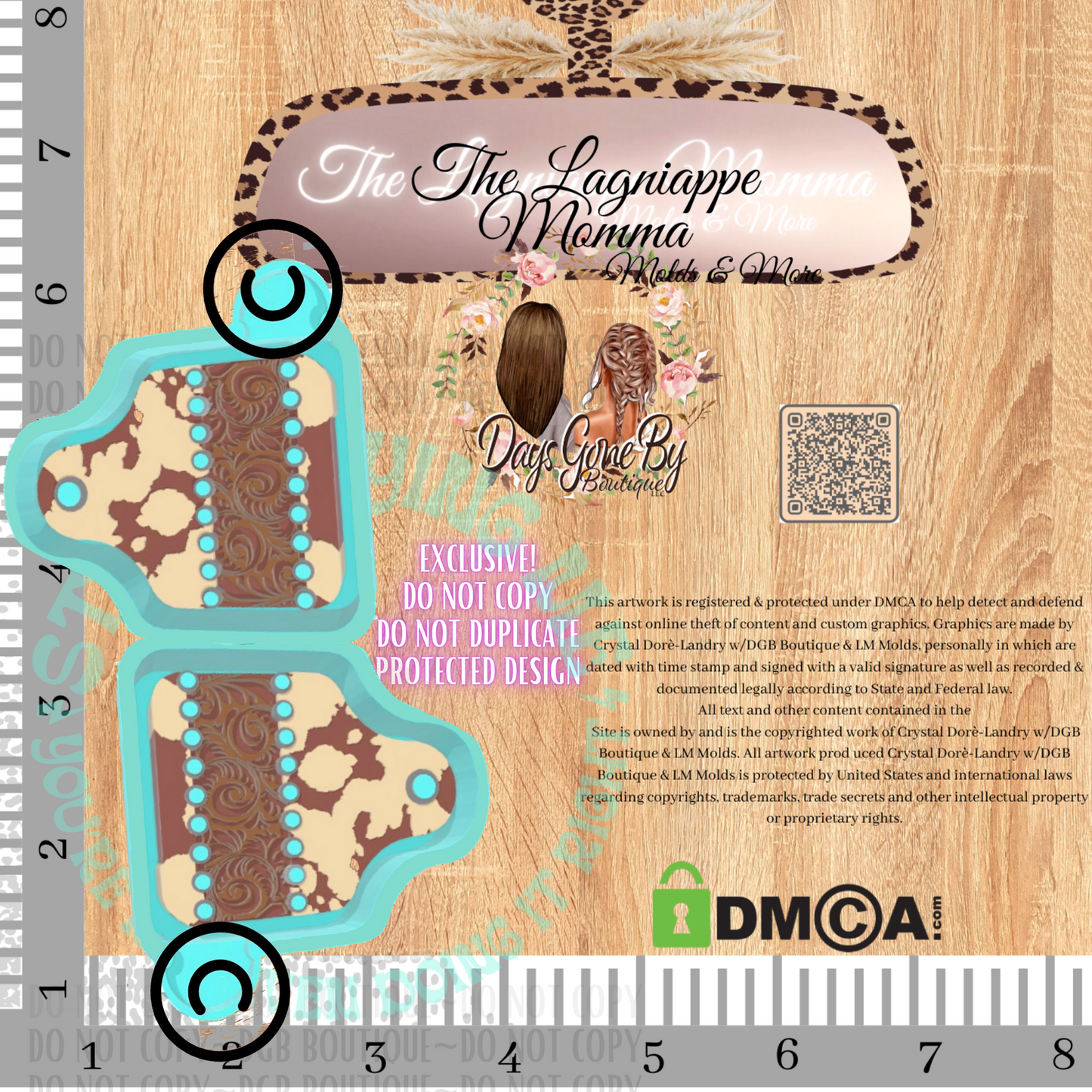 LM Leather Turquoise Cow Tag Pixie Set©️