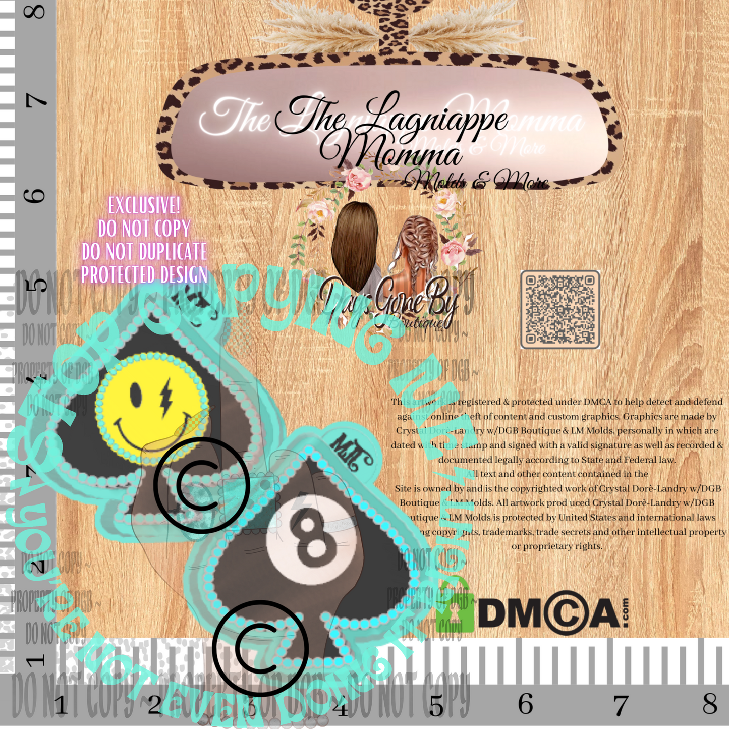 LM Turquoise Smiley & 8 Ball Spade Pixies