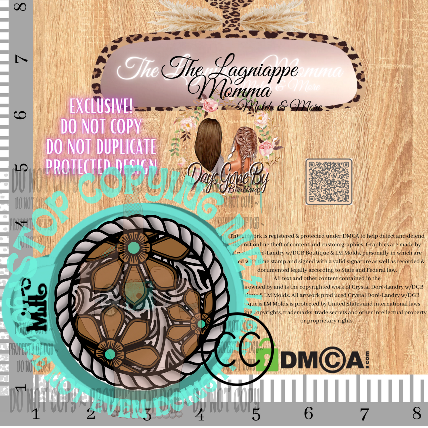 DB Multi Leather Floral Round Jewel-Commercial License Obtained
