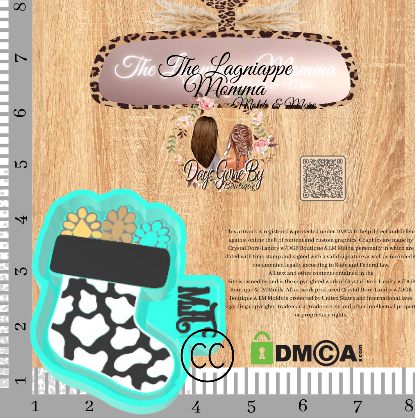 Cowprint Stocking With Turquoise
