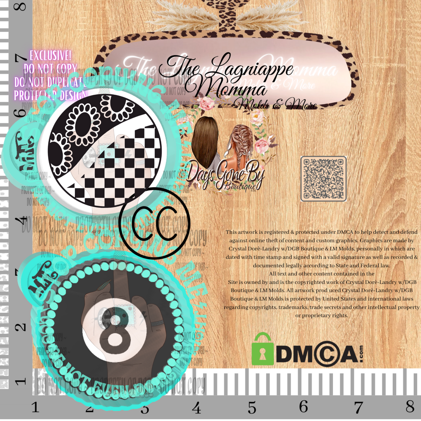LM Turquoise 8 Ball CX Checkered Concho Round Pixie Set