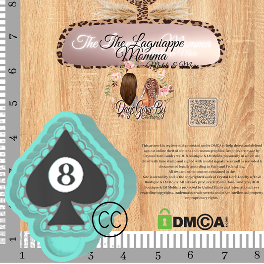 Turquoise Stoned 8 Ball Spade