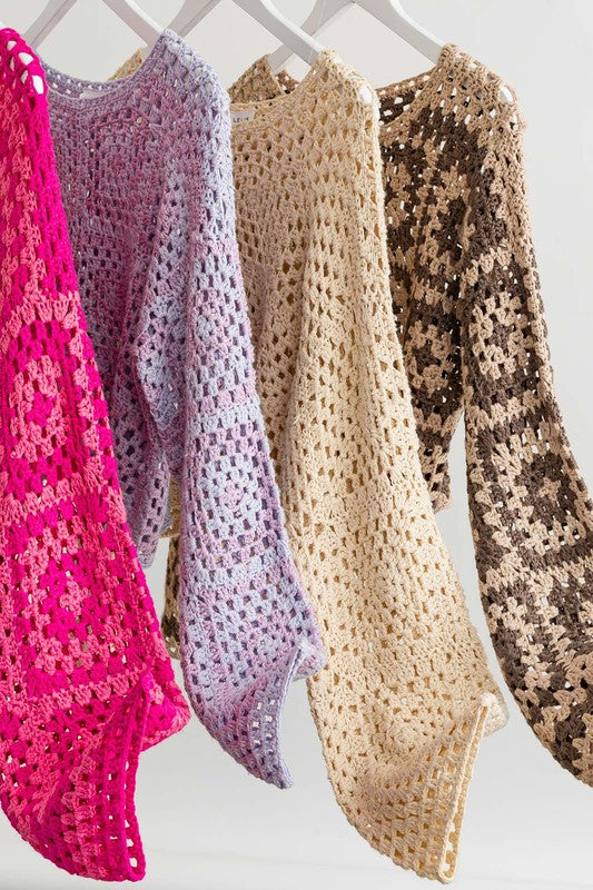 Long Sleeve Crochet Top