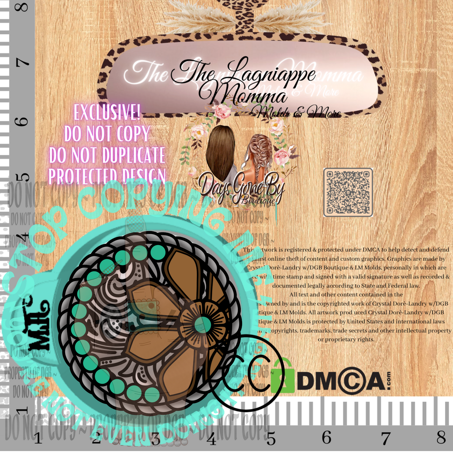DB Leather Flower Tooled Round-Commercial License Obtained