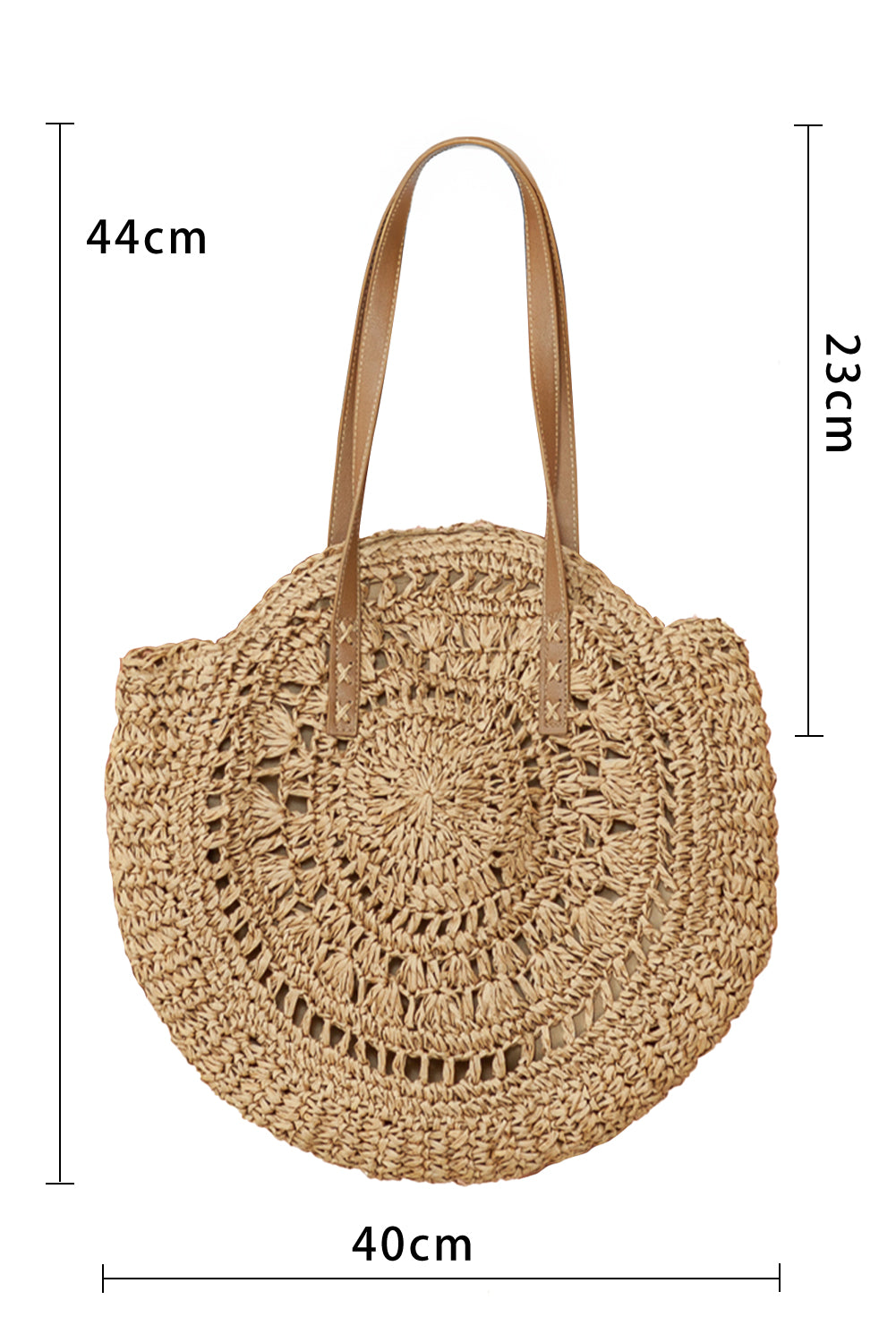 Camel Bohemian Straw Woven Round One Shoulder Bag