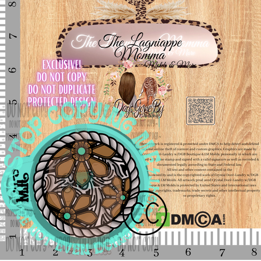 DB Multi Leather Floral Round Jewel-Commercial License Obtained