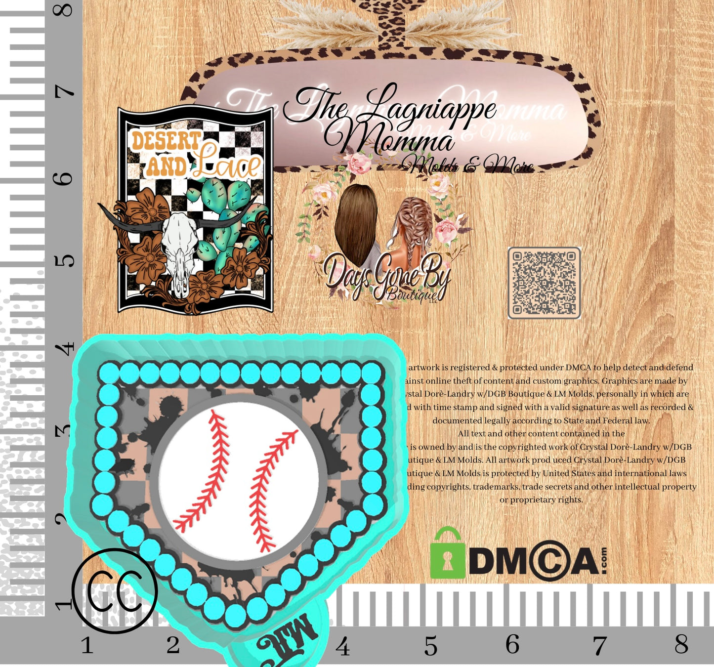 DL Base/Softball Home Plate Styled w/Turquoise