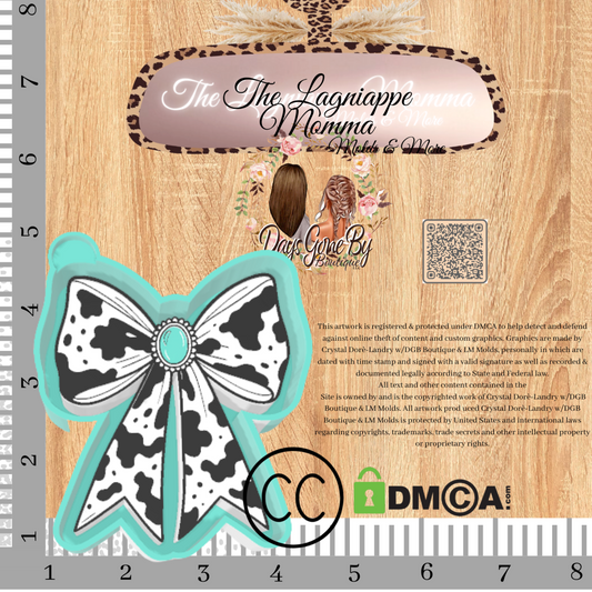 Cow Print Turquoise Bow