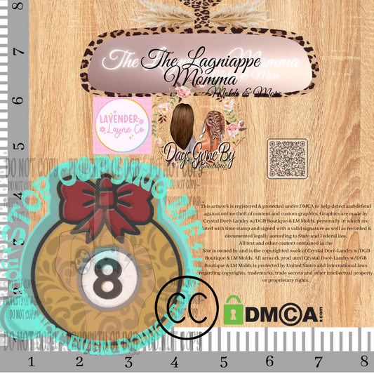 LL Tooled Leather 8 Ball Ornament