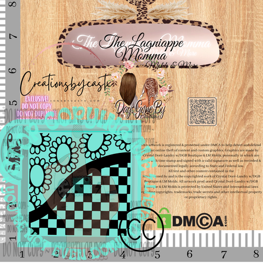CX Checkered Turquoise Square