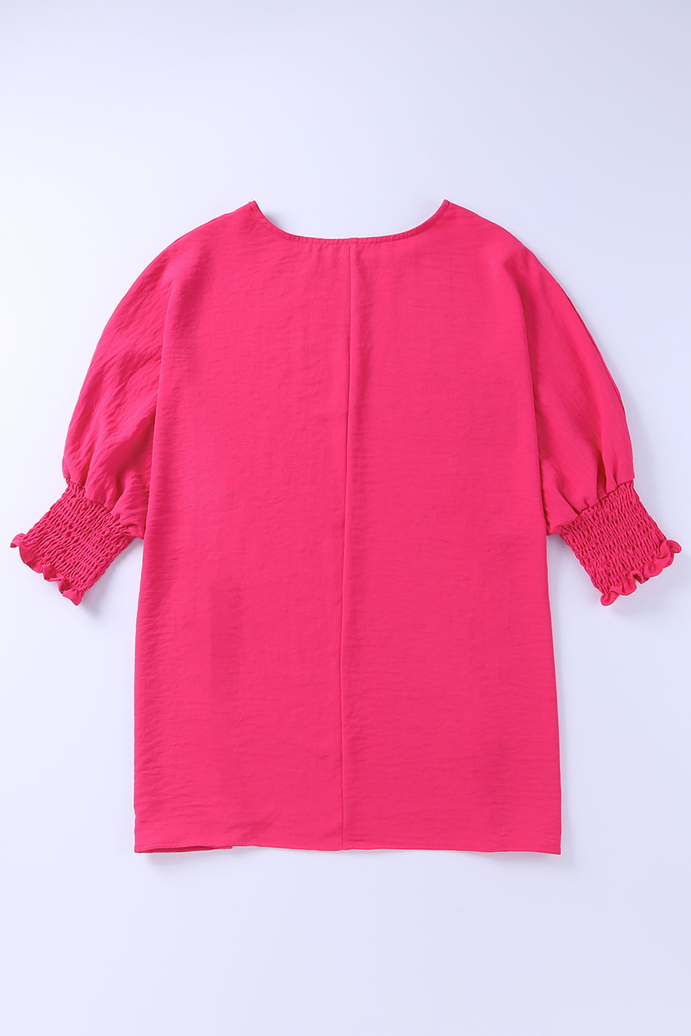 Pink Casual Shirred Cuffs Half Sleeve Top