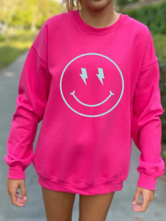 Smiley Face Sweatshirt Women's Graphic Tees Sweatshirts