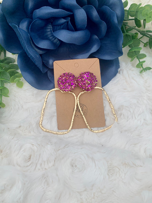 Purple & Gold High Quality Fashion Jewelry Earrings  Lis Head Statement Drop Resin Earrings