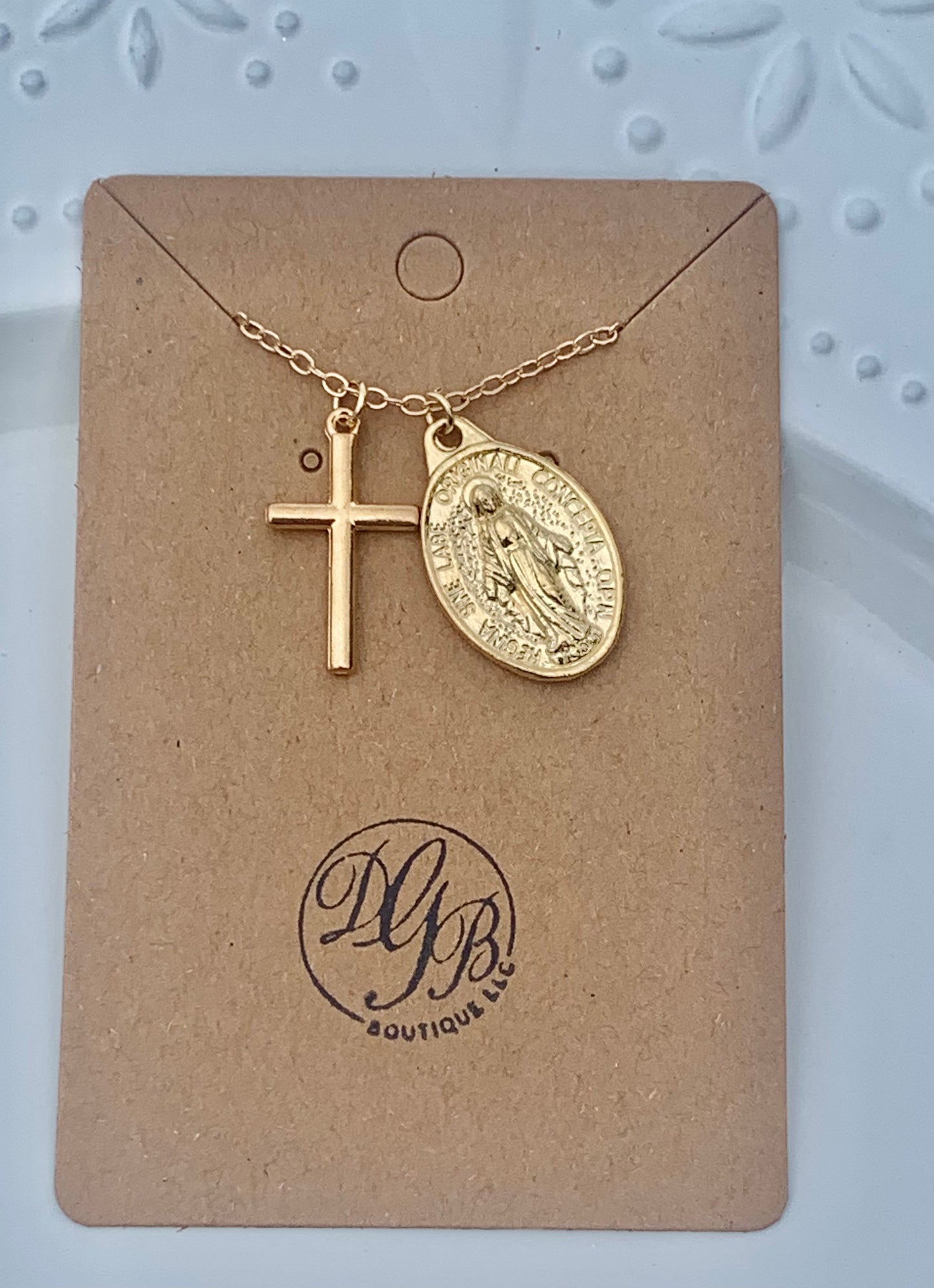 Virgin Mary & Cross Gold Fashion Necklace
