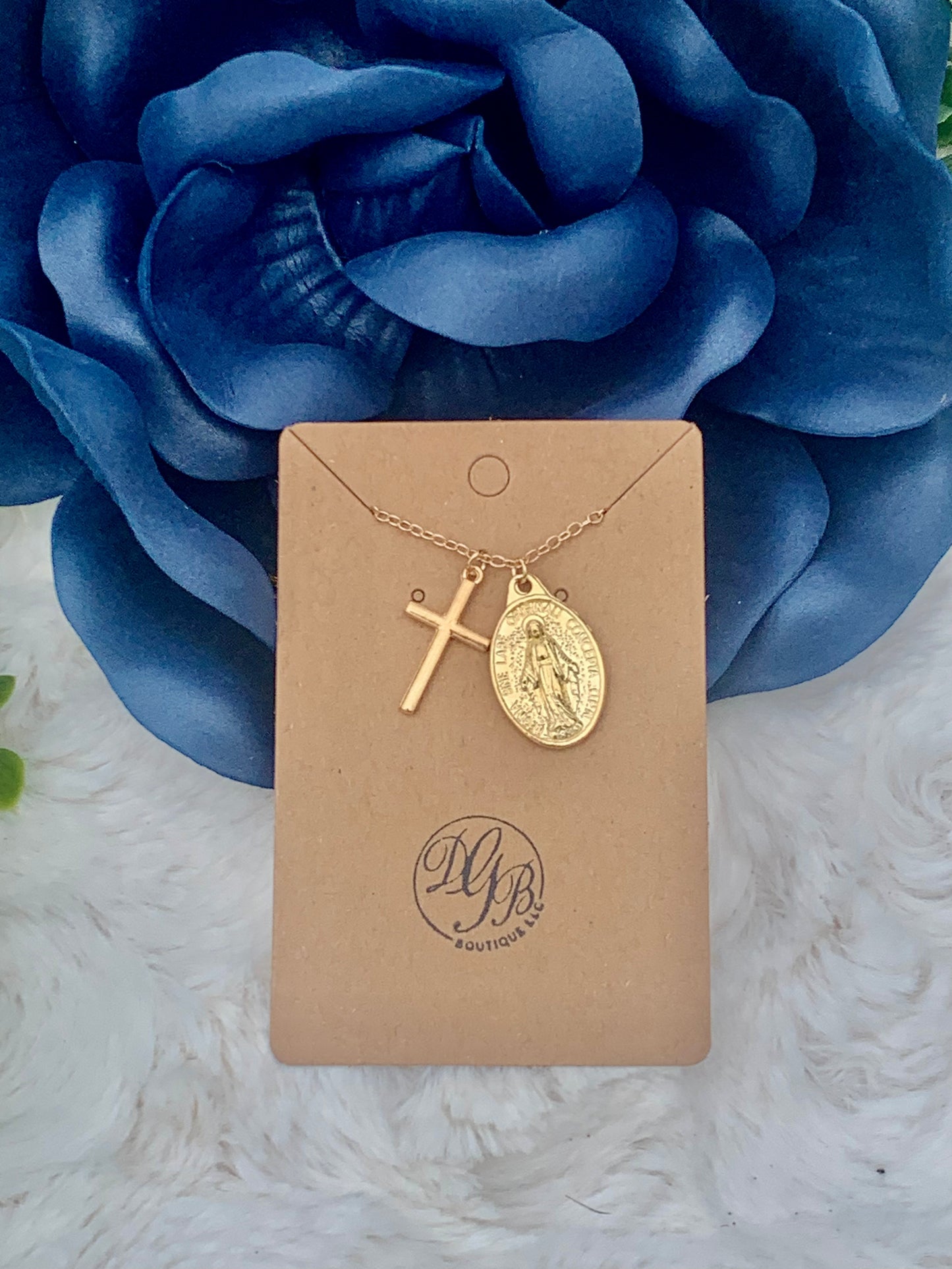Virgin Mary & Cross Gold Fashion Necklace