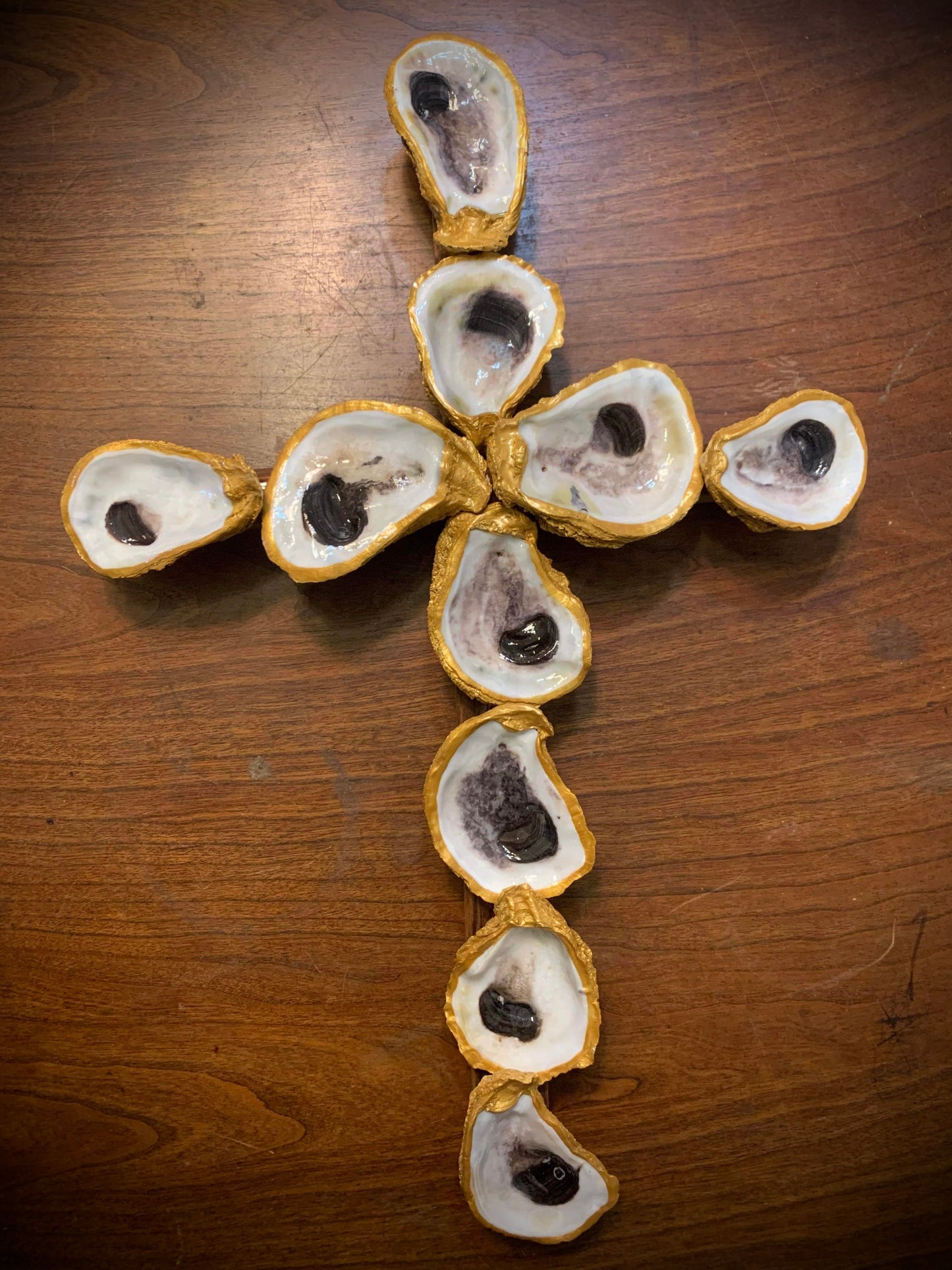 Embellished Oyster Shell Cross